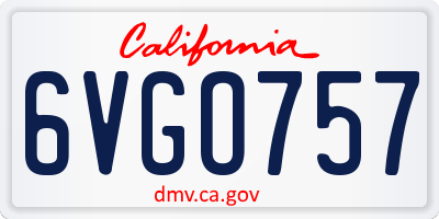 CA license plate 6VGO757