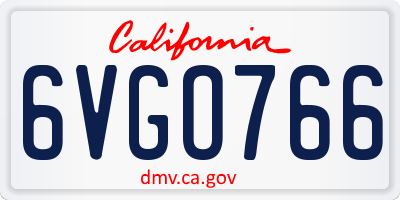 CA license plate 6VGO766