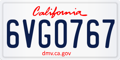 CA license plate 6VGO767