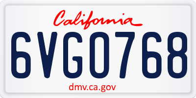 CA license plate 6VGO768