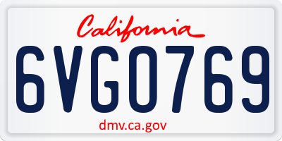 CA license plate 6VGO769