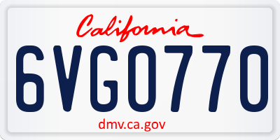 CA license plate 6VGO770