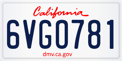 CA license plate 6VGO781