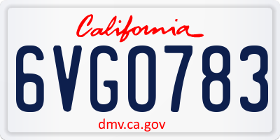 CA license plate 6VGO783