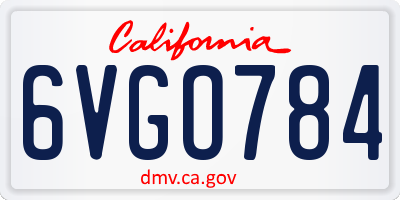 CA license plate 6VGO784