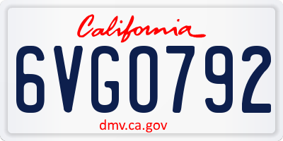 CA license plate 6VGO792