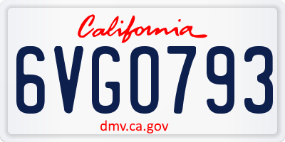 CA license plate 6VGO793
