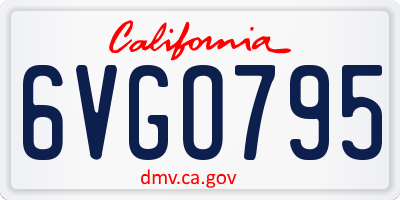 CA license plate 6VGO795