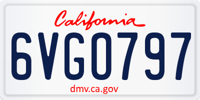 CA license plate 6VGO797