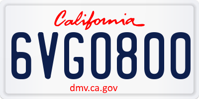 CA license plate 6VGO800
