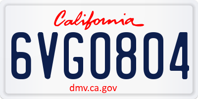 CA license plate 6VGO804