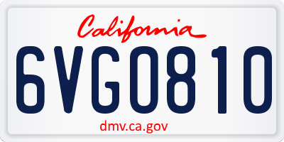 CA license plate 6VGO810