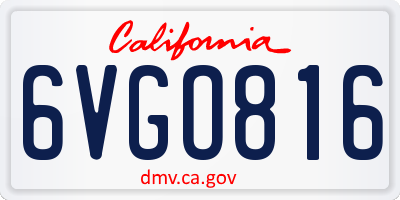 CA license plate 6VGO816