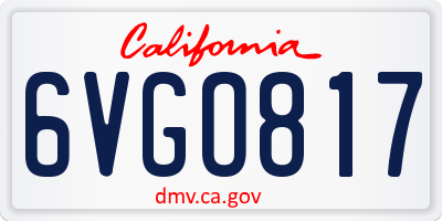 CA license plate 6VGO817