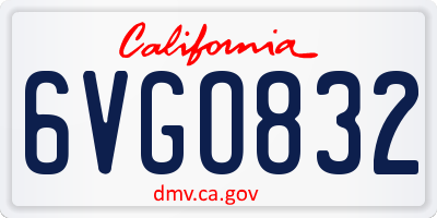 CA license plate 6VGO832