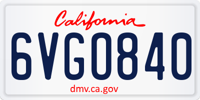 CA license plate 6VGO840