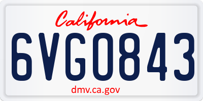 CA license plate 6VGO843