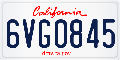 CA license plate 6VGO845