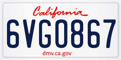 CA license plate 6VGO867