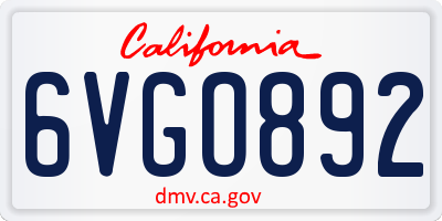CA license plate 6VGO892