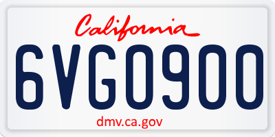 CA license plate 6VGO900