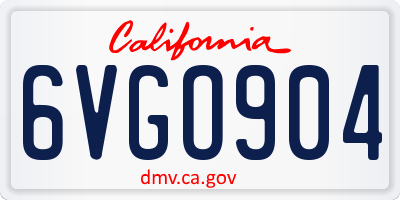 CA license plate 6VGO904