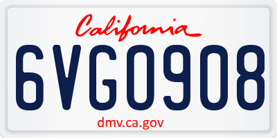 CA license plate 6VGO908