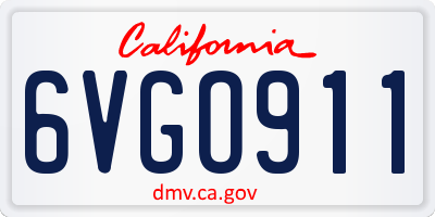CA license plate 6VGO911