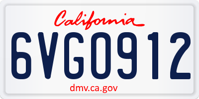 CA license plate 6VGO912