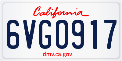 CA license plate 6VGO917