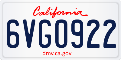 CA license plate 6VGO922