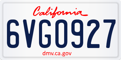 CA license plate 6VGO927