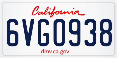 CA license plate 6VGO938