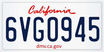 CA license plate 6VGO945