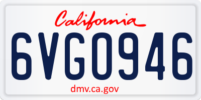 CA license plate 6VGO946