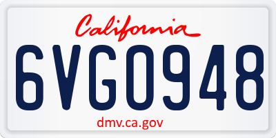 CA license plate 6VGO948