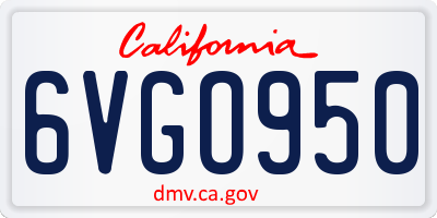 CA license plate 6VGO950