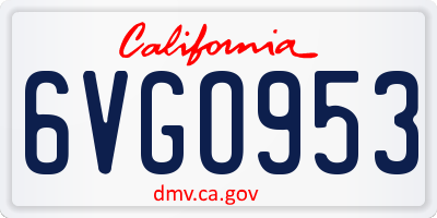 CA license plate 6VGO953