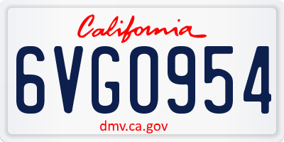 CA license plate 6VGO954