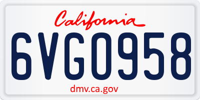 CA license plate 6VGO958