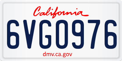 CA license plate 6VGO976