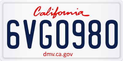 CA license plate 6VGO980