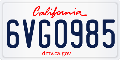 CA license plate 6VGO985