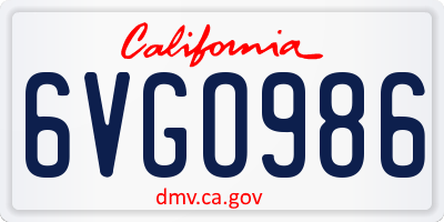 CA license plate 6VGO986
