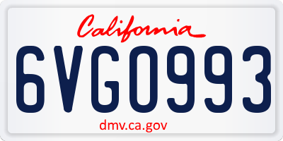 CA license plate 6VGO993