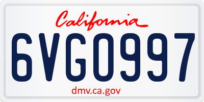 CA license plate 6VGO997