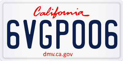 CA license plate 6VGP006