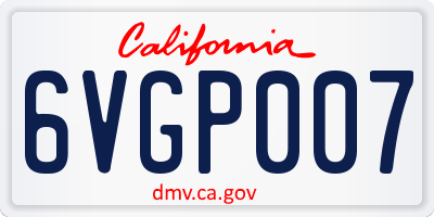 CA license plate 6VGP007