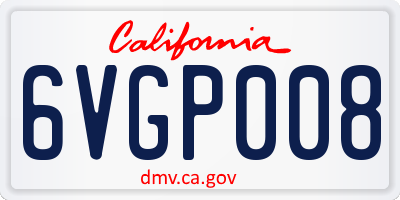 CA license plate 6VGP008