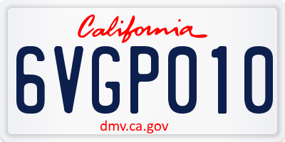 CA license plate 6VGP010